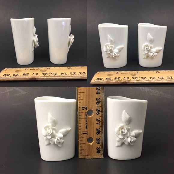 Vtg 60s White Ceramic Porcelain Ashtray Match‎ Hold - Picture 2 of 7